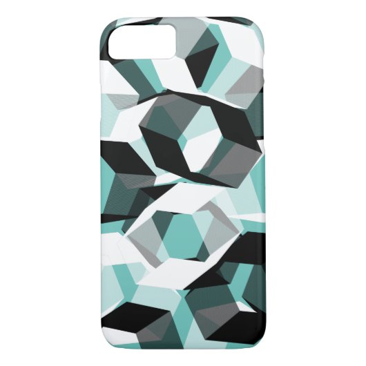 Viele Hexagons mit farblosen Teilen, auf leicht aq Case-Mate iPhone Hülle (Rückseite)