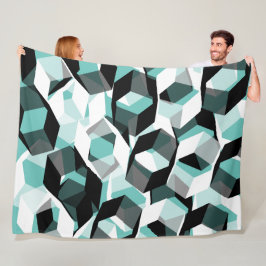 Viele Hexagons mit farblosen Teilen, auf leicht aq Fleecedecke