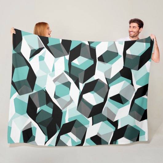 Viele Hexagons mit farblosen Teilen, auf leicht aq Fleecedecke (Beispiel)