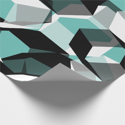 Viele Hexagons mit farblosen Teilen, auf leicht aq Geschenkpapier (Ecke)