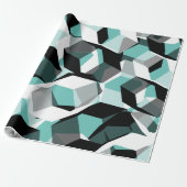 Viele Hexagons mit farblosen Teilen, auf leicht aq Geschenkpapier (Ungerollt)