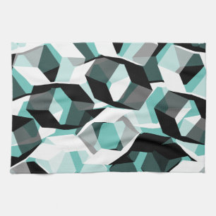 Viele Hexagons mit farblosen Teilen, auf leicht aq Geschirrtuch
