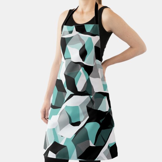 Viele Hexagons mit farblosen Teilen, auf leicht aq Schürze (InSitu)