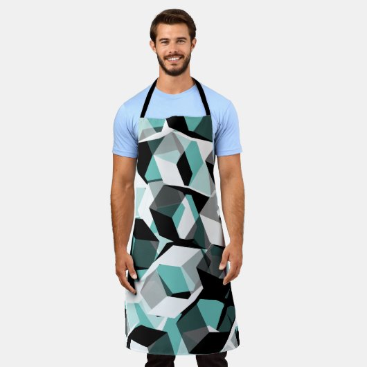 Viele Hexagons mit farblosen Teilen, auf leicht aq Schürze (Getragen)