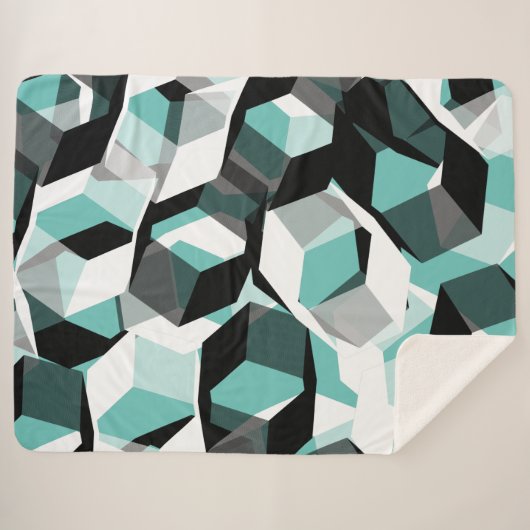 Viele Hexagons mit farblosen Teilen, auf leicht aq Sherpadecke (Vorderseite (Horizontal))