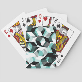 Viele Hexagons mit farblosen Teilen, auf leicht aq Spielkarten