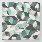 Viele Hexagons mit farblosen Teilen, auf leicht aq Steinuntersetzer (Vorderseite)