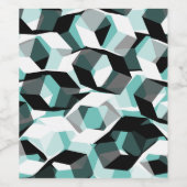 Viele Hexagons mit farblosen Teilen, auf leicht aq Weinetikett (Einzelnes Label)