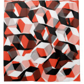 Viele Hexagons mit farblosen Teilen, in klarem Rot Duschvorhang (Vorderseite)