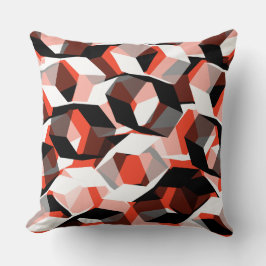 Viele Hexagons mit farblosen Teilen, in klarem Rot Kissen