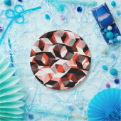 Viele Hexagons mit farblosen Teilen, in klarem Rot Pappteller (Party)