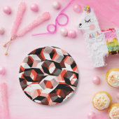 Viele Hexagons mit farblosen Teilen, in klarem Rot Pappteller (Party)