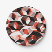 Viele Hexagons mit farblosen Teilen, in klarem Rot Pappteller (Vorderseite)