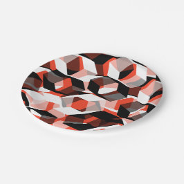 Viele Hexagons mit farblosen Teilen, in klarem Rot Pappteller