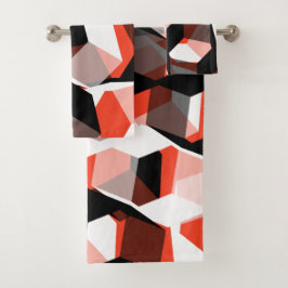 Viele Hexagons mit verfärbten Teilen in hellrot Badhandtuch Set