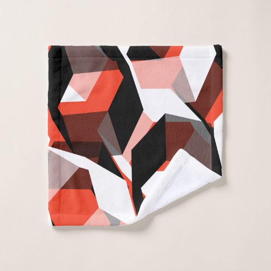 Viele Hexagons mit verfärbten Teilen in hellrot Badhandtuch Set (Waschlappen)