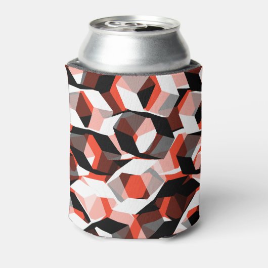 Viele Hexagons mit verfärbten Teilen in hellrot Dosenkühler (Kanne Rückseite)