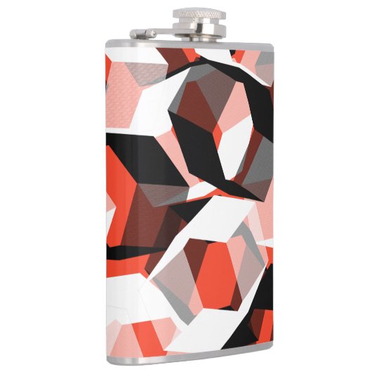 Viele Hexagons mit verfärbten Teilen in hellrot Flachmann (Rechts)