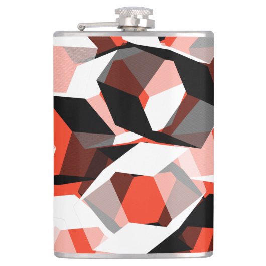 Viele Hexagons mit verfärbten Teilen in hellrot Flachmann (Vorderseite)