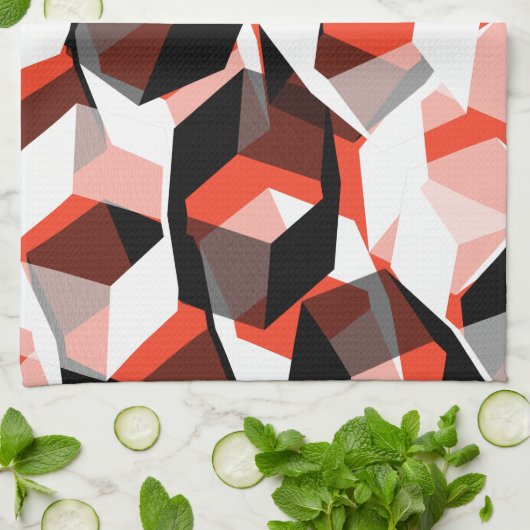 Viele Hexagons mit verfärbten Teilen in hellrot Geschirrtuch (Gefaltet)