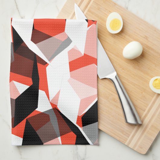 Viele Hexagons mit verfärbten Teilen in hellrot Geschirrtuch (Viertel Falte)