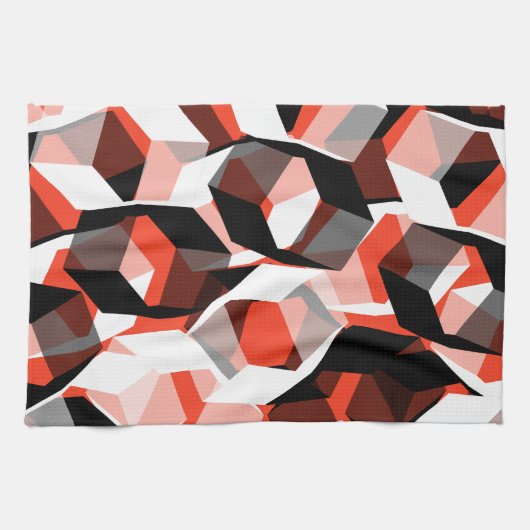 Viele Hexagons mit verfärbten Teilen in hellrot Geschirrtuch (Horizontal)