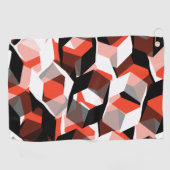 Viele Hexagons mit verfärbten Teilen in hellrot Golfhandtuch (Horizontal)