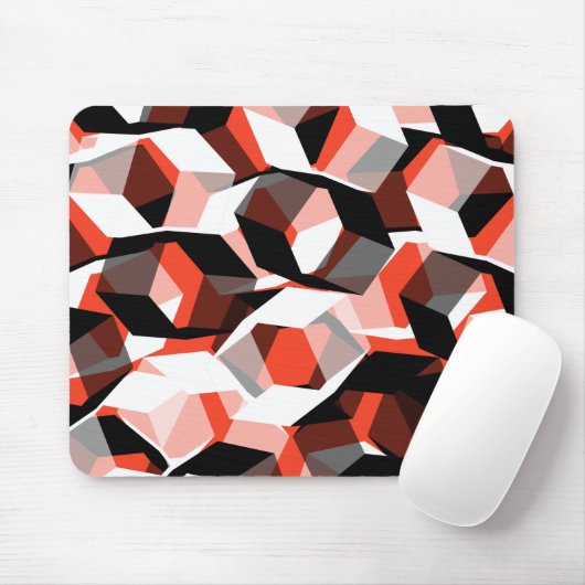 Viele Hexagons mit verfärbten Teilen in hellrot Mousepad (Mit Mouse)