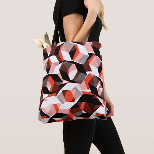 Viele Hexagons mit verfärbten Teilen in hellrot Tasche (Von Nahem)