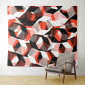 Viele Hexagons mit verfärbten Teilen in hellrot Wandteppich (Beispiel (Horizontal))