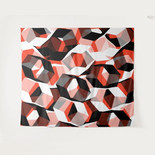 Viele Hexagons mit verfärbten Teilen in hellrot Wandteppich (Vorderseite (Horizontal))