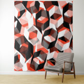 Viele Hexagons mit verfärbten Teilen in hellrot Wandteppich (Beispiel)