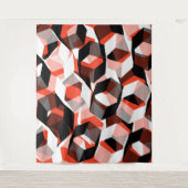 Viele Hexagons mit verfärbten Teilen in hellrot Wandteppich (Vorderseite)