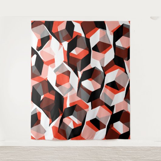 Viele Hexagons mit verfärbten Teilen in hellrot Wandteppich (Vorderseite)