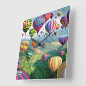 Viele Hot Air Balloons Square Wall Clock Quadratische Wanduhr (Winkel)