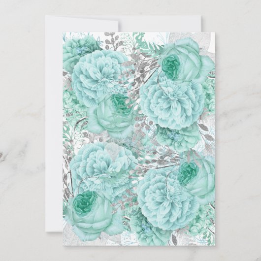 VIELE HÜBSCHE AQUA SILVER WEISSE FLÄCHE EINLADUNG (Rückseite)