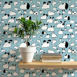 Viele Hunde Doodle Zeichnend Aquamarin Blue Tapete