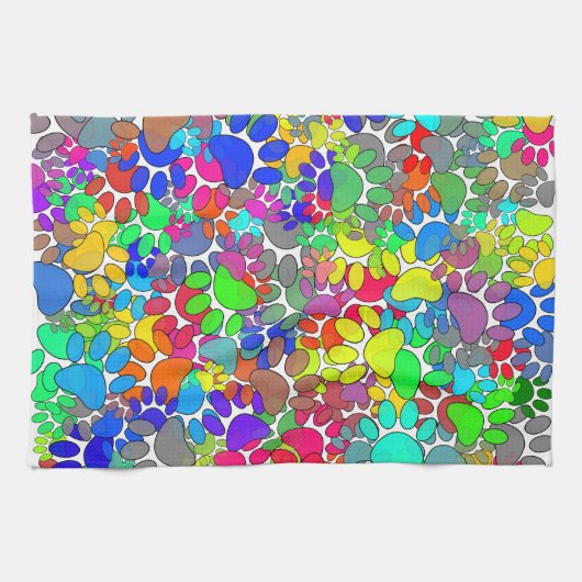 Viele Hunde-Paw-Prints Geschirrtuch (Horizontal)