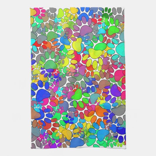 Viele Hunde-Paw-Prints Geschirrtuch (Vertikal)