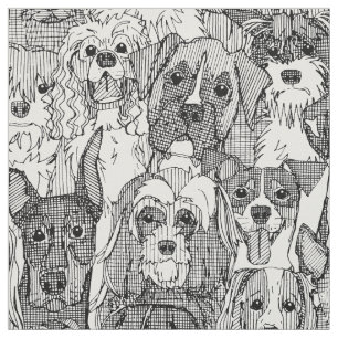 viele Hunde schwarz weiß Stoff