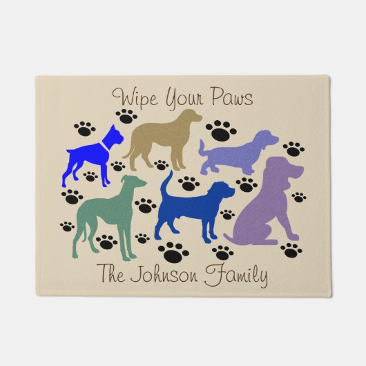 Viele Hunde und Paws Türmatte (Vorderseite)