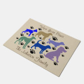 Viele Hunde und Paws Türmatte (Schrägansicht)