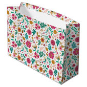 Viele huschige weiße Geschenktasche Große Geschenktüte (Rückseite Schrägansicht)