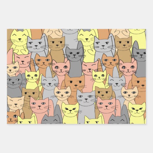 Viele Katzen-Design Geschenkpapier Set (Vorderseite 2)