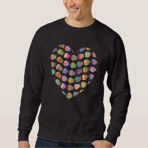 Viele kleine, farbenfrohe Fische in Herzform Sweatshirt