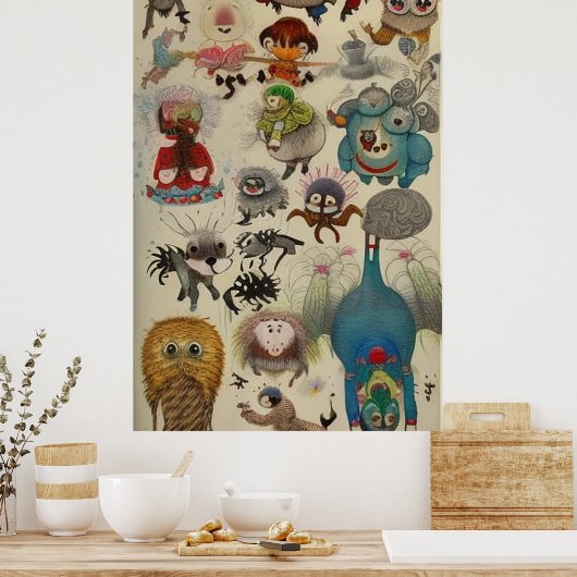 Viele kleine Kreaturen übereinander beängstigend Poster (Küche)