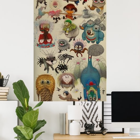 Viele kleine Kreaturen übereinander beängstigend Poster (Heimbüro)