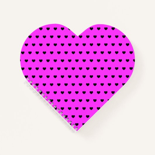 Viele kleine schwarz-rosa-herz-förmige Notebooks Notizblock (Vorderseite)