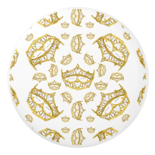 Viele Königin von Herzen Gold Kronen Tiara Knopf Keramikknauf (Vorderseite)