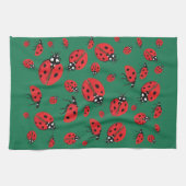 Viele Ladybugs Lucky Pattern Green Geschirrtuch (Horizontal)